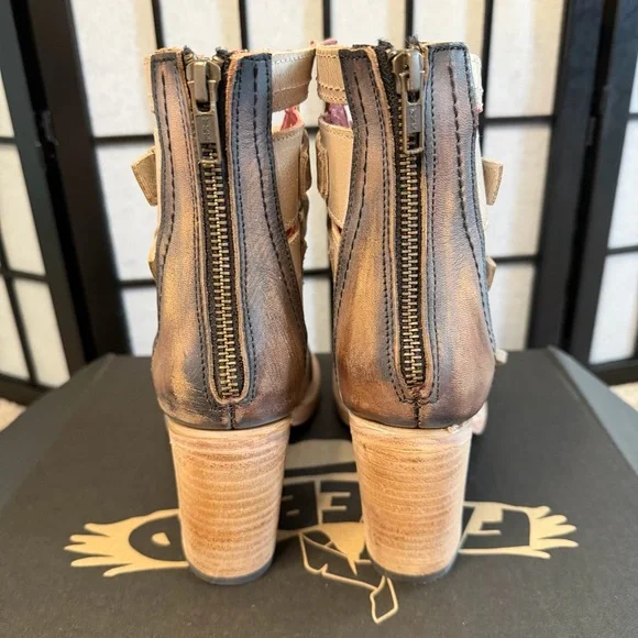 FREEBIRD NEW IN BOX Braeden Open Toed Heeled Boots Color Ice 7 - Picture 6 of 7